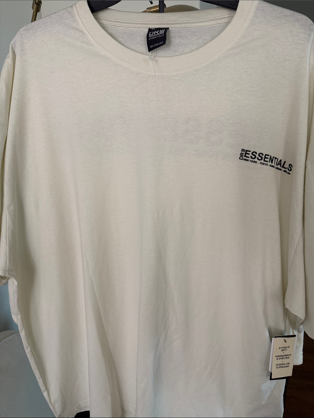 Essentials Off-White Crewneck Tee with Small Black Logo